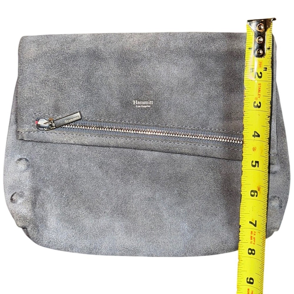 Hammitt Los Angeles VIP Clutch Grey Suede Silver Rivet Foldover Bag - Picture 6 of 10